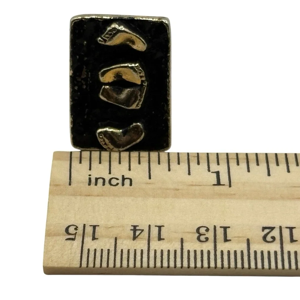 Naughty Feet Rectangle Cufflinks Adult‎ Humor Funny VTG Gold Tone Black Risque